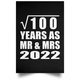 10th Anniversary Square Root of 100 Years As Mr & Mrs 2022 - Poster Portrait