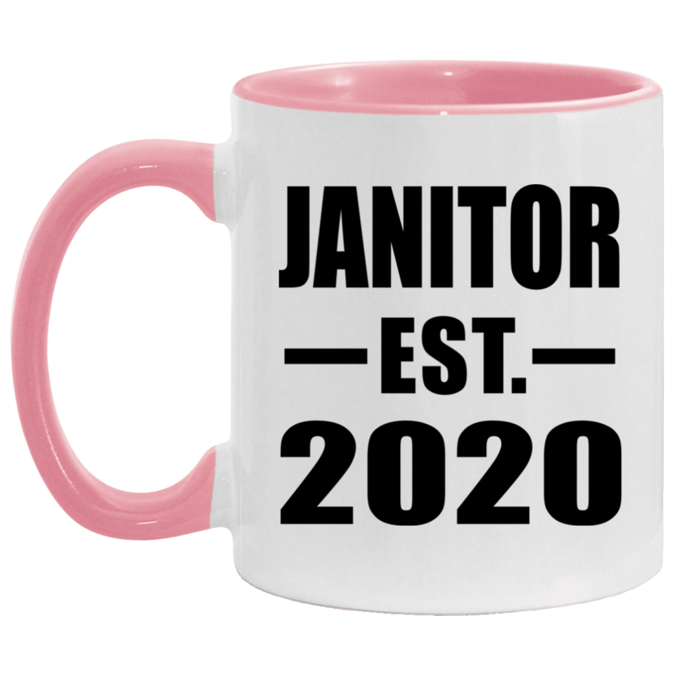 Janitor Established EST. 2020 - 11oz Accent Mug Pink