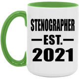 Stenographer Established EST. 2021 - 15oz Accent Mug Green