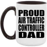 Proud Air Traffic Controller Dad - 15oz Accent Mug Black