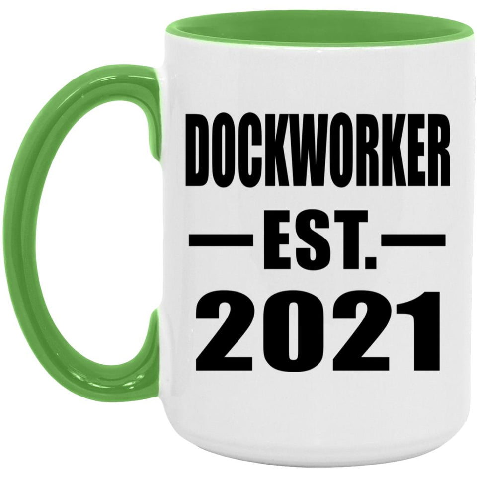 Dockworker Established EST. 2021 - 15oz Accent Mug Green