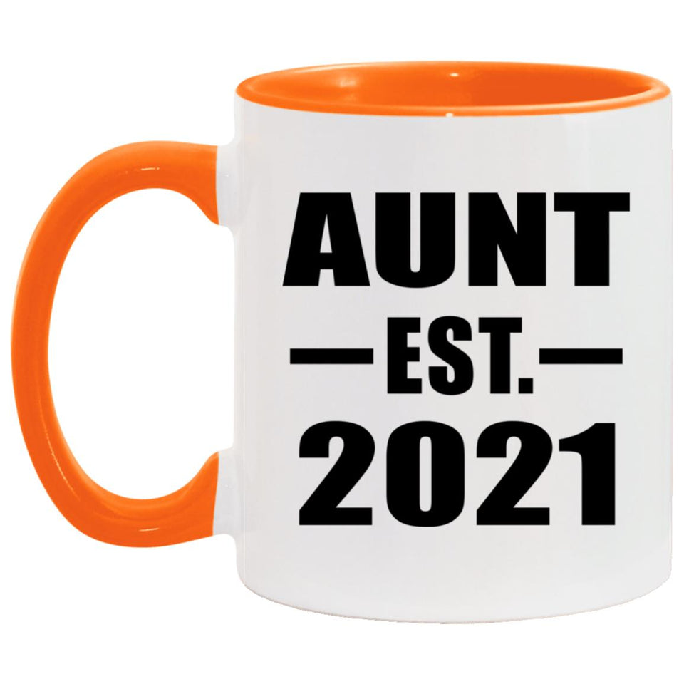 Aunt Established EST. 2021 - 11oz Accent Mug Orange