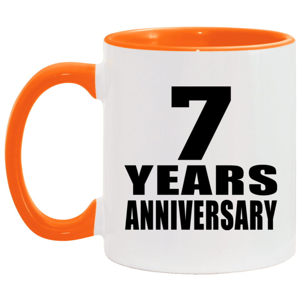 7th Anniversary 7 Years - 11oz Accent Mug Orange