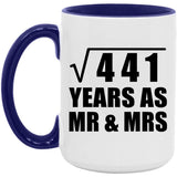 21st Anniversary Square Root of 441 Years As Mr & Mrs - 15oz Accent Mug Purple