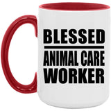 Blessed Animal Care Worker - 15oz Accent Mug Red