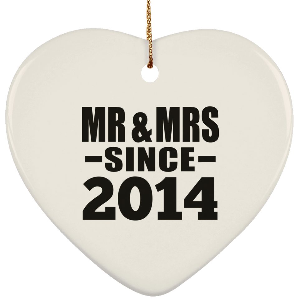 10th Anniversary Mr & Mrs Since 2014 - Heart Ornament