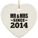 10th Anniversary Mr & Mrs Since 2014 - Heart Ornament