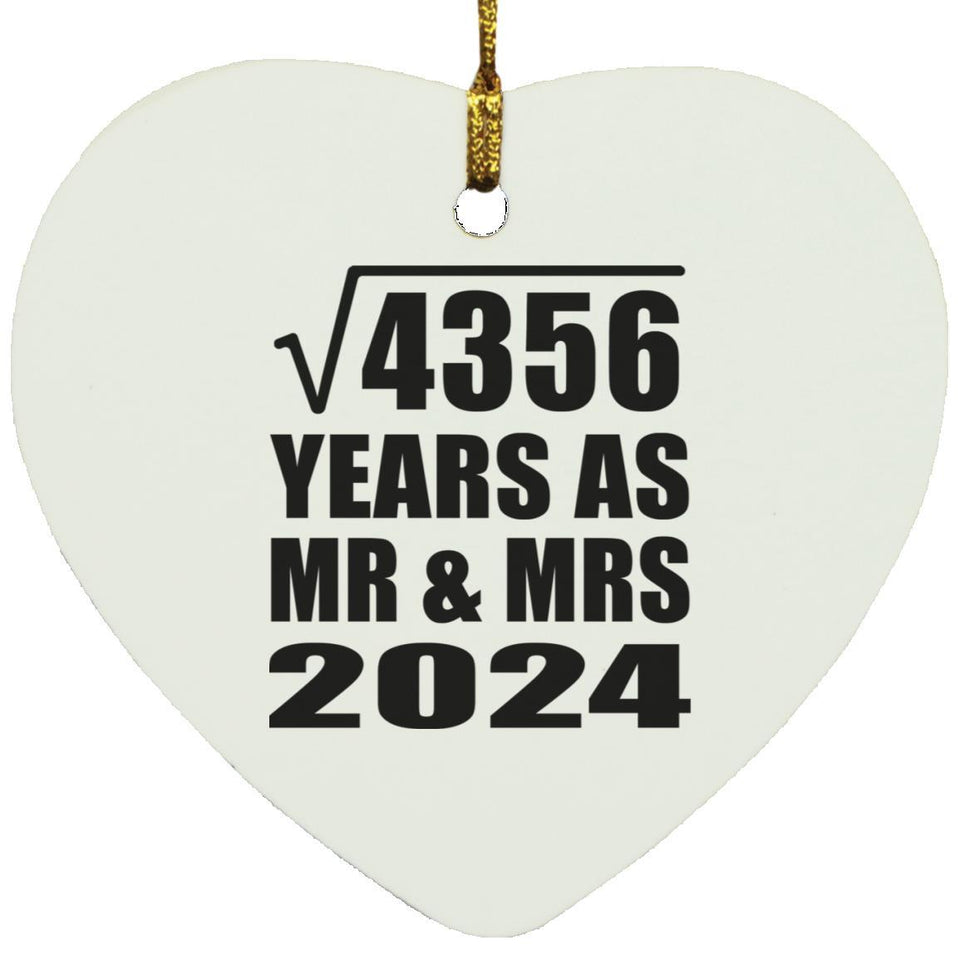 66th Anniversary Square Root of 4356 Years As Mr & Mrs 2024 - Heart Ornament