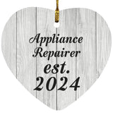 Appliance Repairer Established Est. 2024 - Heart Ornament F