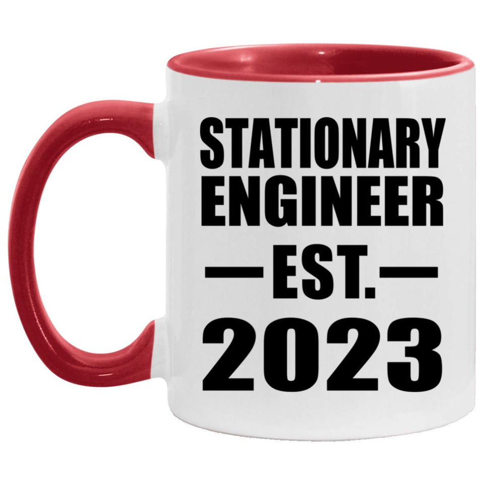 Stationary Engineer Established EST. 2023 - 11oz Accent Mug Red