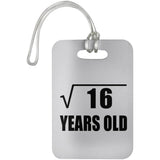 4th Birthday Square Root of 16 Years Old - Luggage Bag Tag