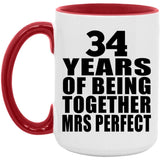 34th Anniversary 34 Years Of Being Mrs Perfect - 15oz Accent Mug Red