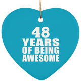 48th Birthday 48 Years Of Being Awesome - Heart Ornament