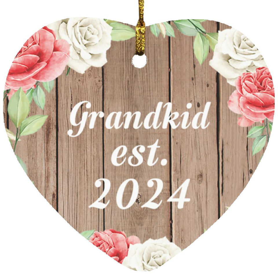 Grandkid Established Est. 2024 - Heart Ornament B