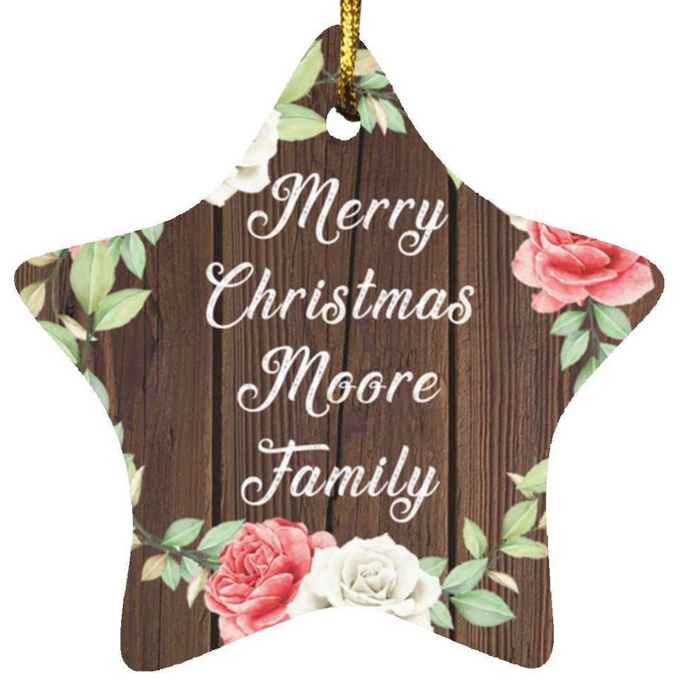 Merry Christmas Moore Family - Star Ornament A