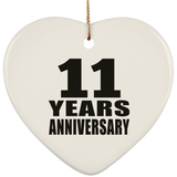 11th Anniversary 11 Years - Heart Ornament