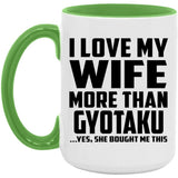 I Love My Wife More Than Gyotaku - 15oz Accent Mug Green