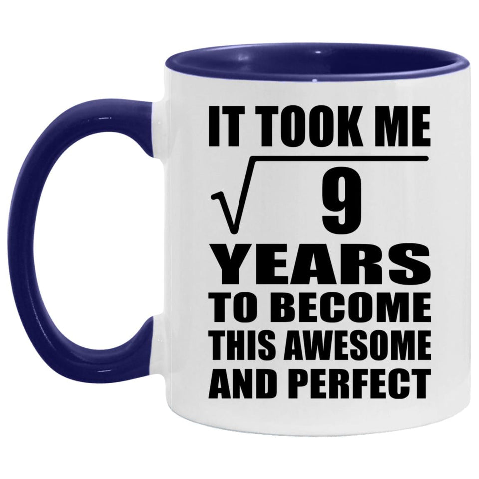 3rd Birthday Took Square Root of 9 Years To Awesome - 11oz Accent Mug Purple