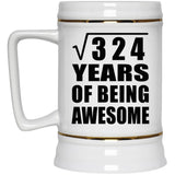 18th Birthday Square Root of 324 Years of Being Awesome - Beer Stein