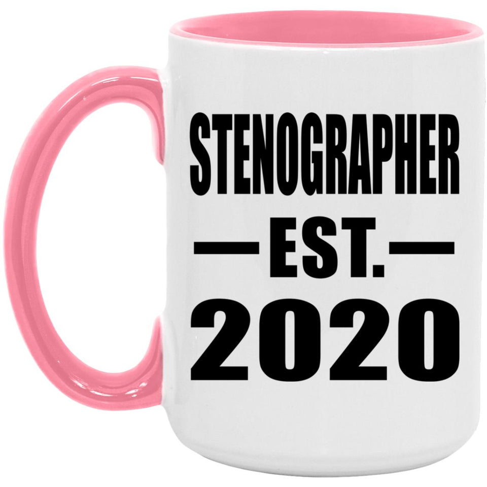 Stenographer Established EST. 2020 - 15oz Accent Mug Pink
