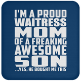 Proud Waitress Mom Of Awesome Son - Drink Coaster