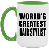 World's Greatest Hair Stylist - 15oz Accent Mug Green