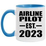 Airline Pilot Established EST. 2023 - 11oz Accent Mug Blue