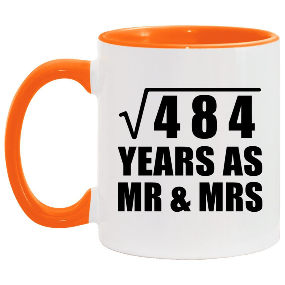 22nd Anniversary Square Root of 484 Years As Mr & Mrs - 11oz Accent Mug Orange