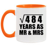 22nd Anniversary Square Root of 484 Years As Mr & Mrs - 11oz Accent Mug Orange