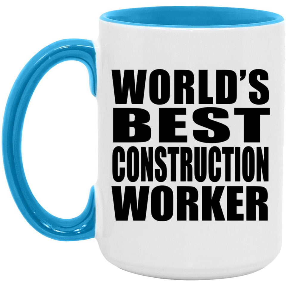 World's Best Construction Worker - 15oz Accent Mug Blue