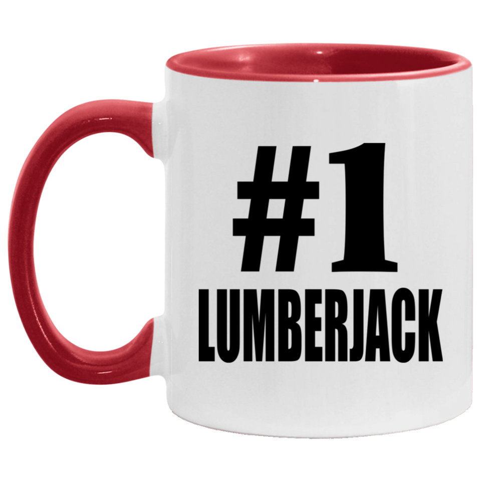 Number One #1 Lumberjack - 11oz Accent Mug Red