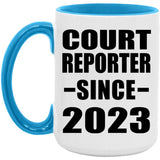 Court Reporter Since 2023 - 15oz Accent Mug Blue