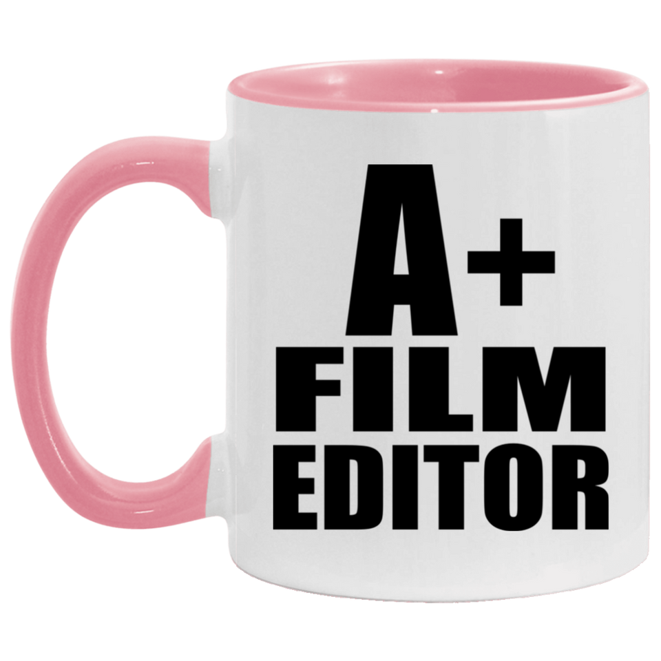 A+ Film Editor - 11oz Accent Mug Pink