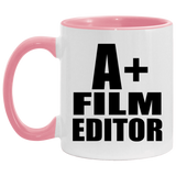 A+ Film Editor - 11oz Accent Mug Pink