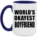 World's Okayest Boyfriend - 15oz Accent Mug Purple