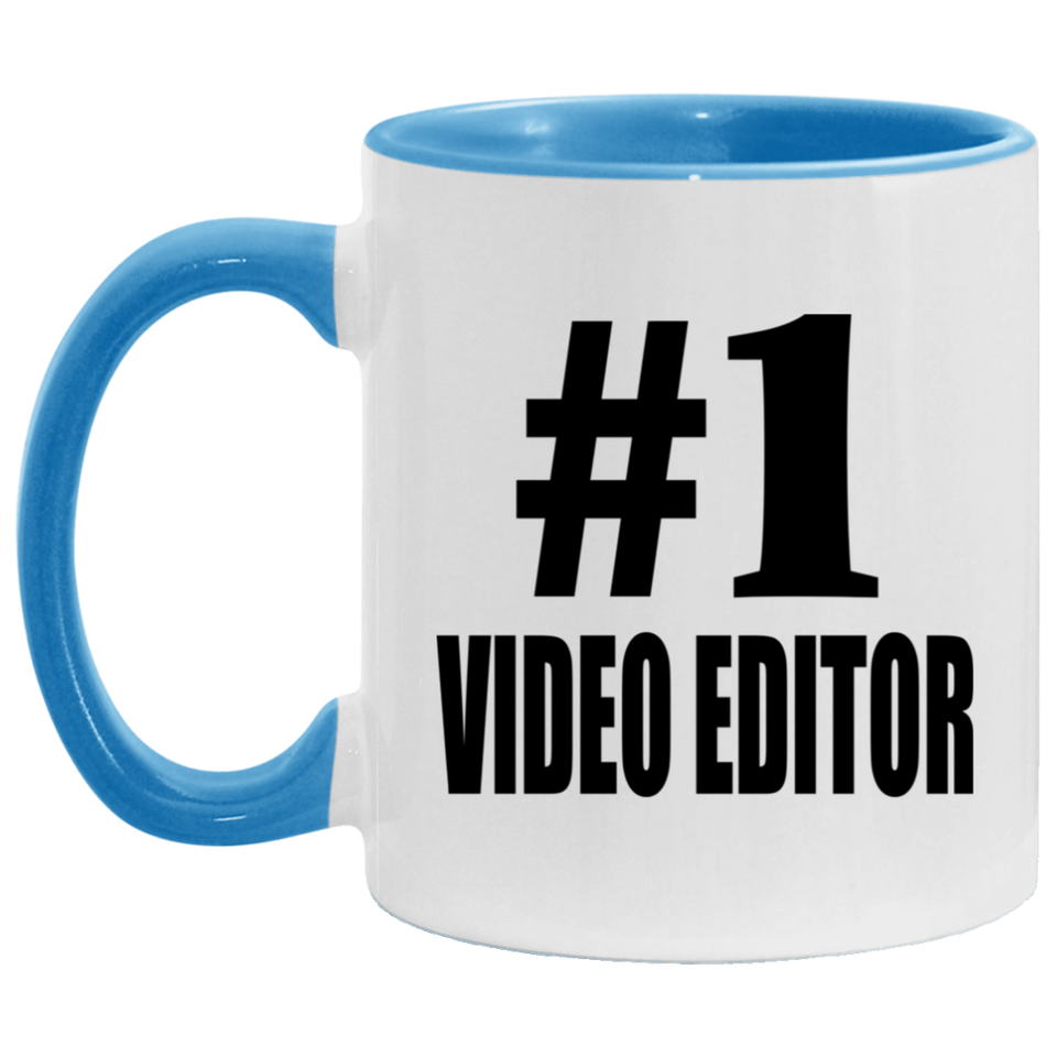 Number One #1 Video Editor - 11oz Accent Mug Blue