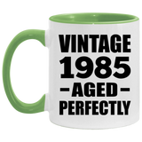 39th Birthday Vintage 1985 Aged Perfectly - 11oz Accent Mug Green