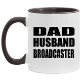Dad Husband Broadcaster - 11oz Accent Mug Black