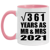 19th Anniversary Square Root of 361 Years As Mr & Mrs 2021 - 11oz Accent Mug Pink