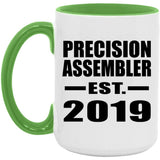 Precision Assembler Established EST. 2019 - 15oz Accent Mug Green