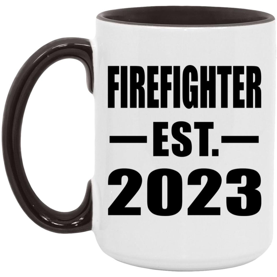 Firefighter Established EST. 2023 - 15oz Accent Mug Black