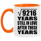 96th Anniversary Square Root of 9216 Years Still In Love - 11oz Accent Mug Orange