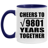 99th Anniversary Cheers To Square Root of 9801 Years Together - 11oz Accent Mug Purple