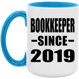 Bookkeeper Since 2019 - 15oz Accent Mug Blue