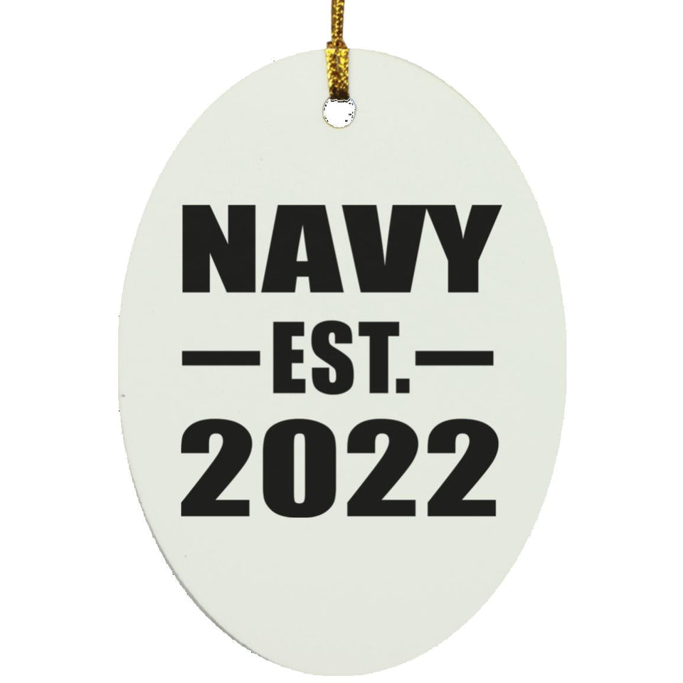 Navy Established EST. 2022 - Oval Ornament