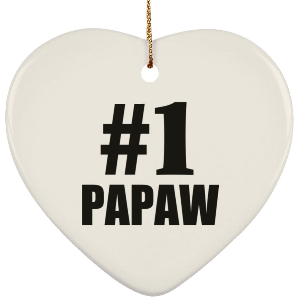 Number One #1 Papaw - Heart Ornament