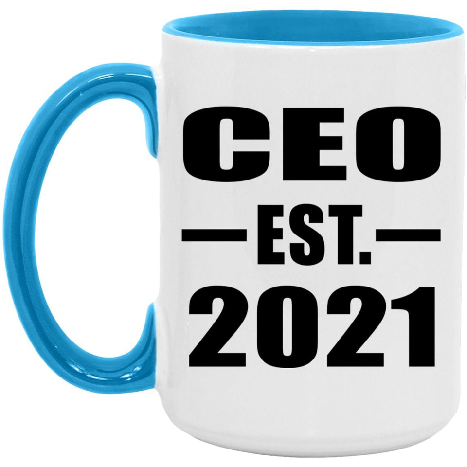 CEO Established EST. 2021 - 15oz Accent Mug Blue