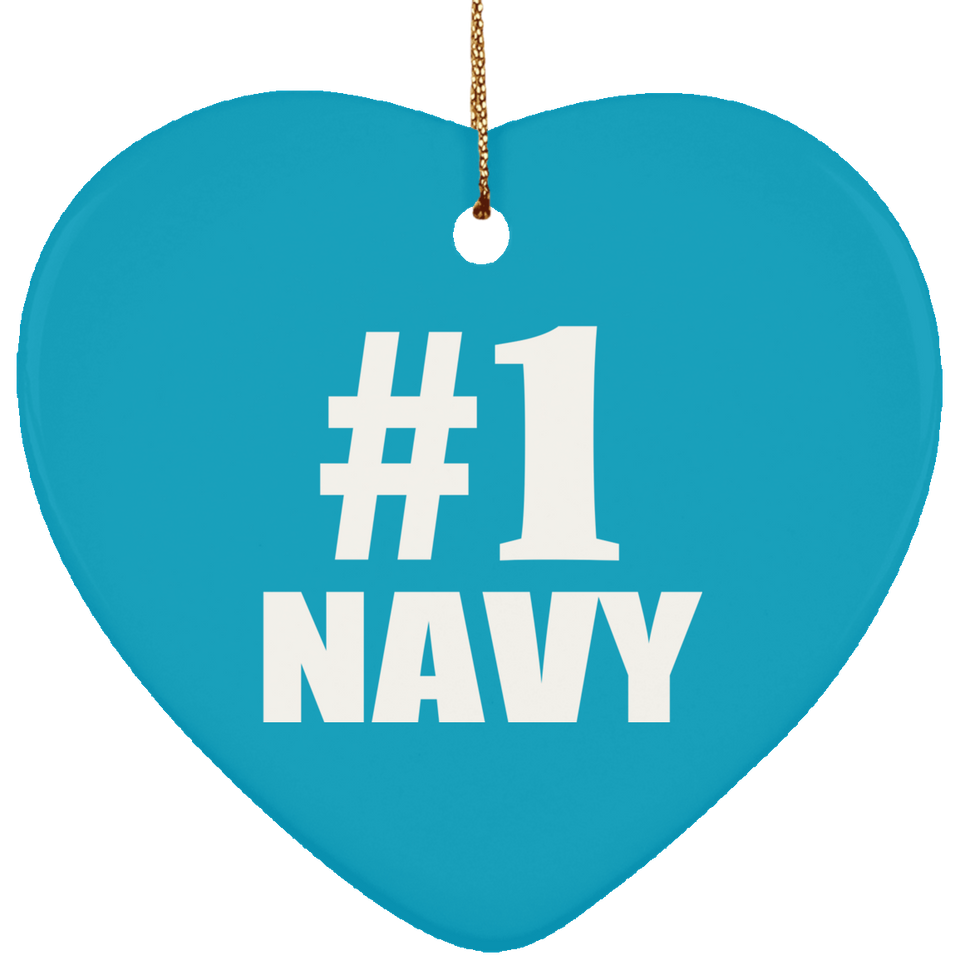 Number One #1 Navy - Heart Ornament