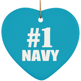 Number One #1 Navy - Heart Ornament