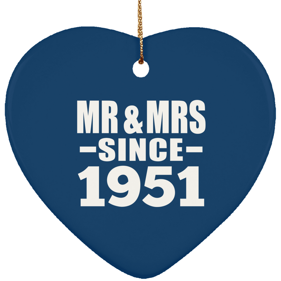73rd Anniversary Mr & Mrs Since 1951 - Heart Ornament